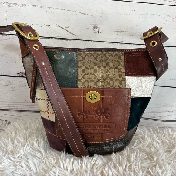 Coach Holiday Patchwork Bleecker Duffle Shoulder Bag Y2k - Picture 3 of 17